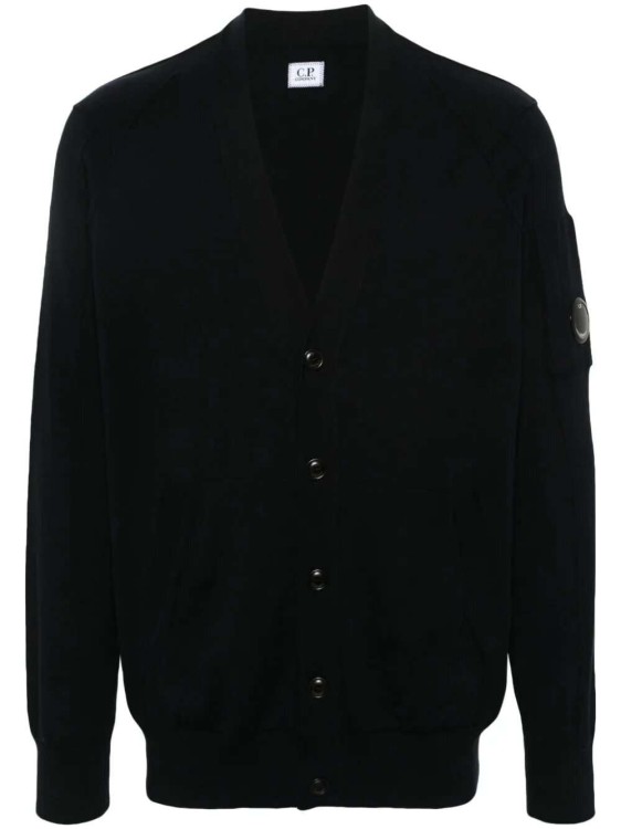 Shop C.p. Company Midnight Blue V-neck Cotton Cardigan In Black