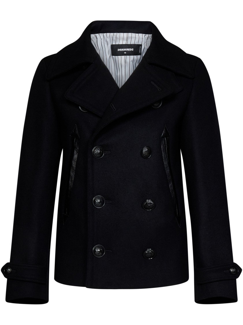 Black Wool Blend Coat by Dsquared2 in Black color for Luxury