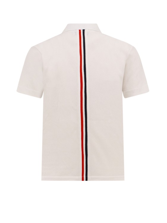Shop Thom Browne Cotton Polo Shirt With Back Tricolor Bands In Neutrals