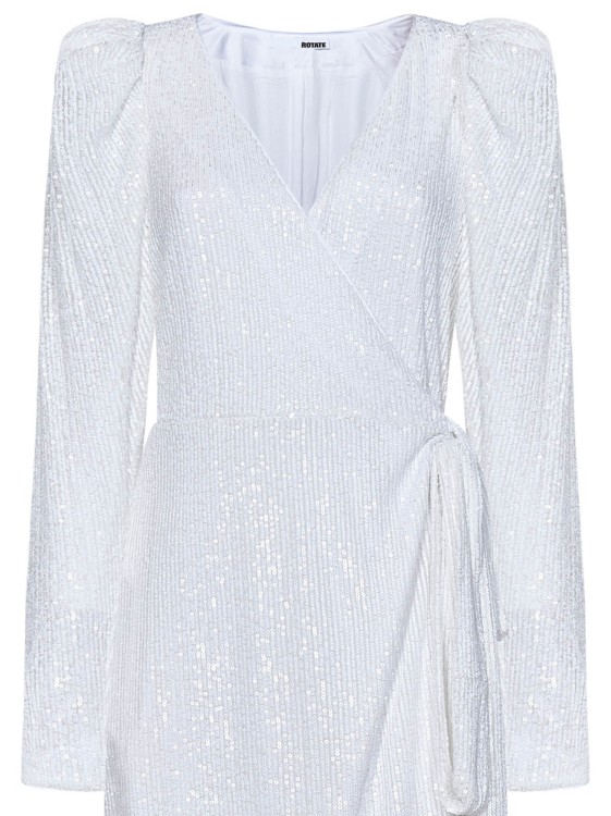 Shop Rotate Birger Christensen Egret-colored Sequin Wrap Midi Dress In White