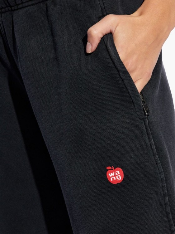 Shop Alexander Wang Logo-print Cotton Track Pants In Black