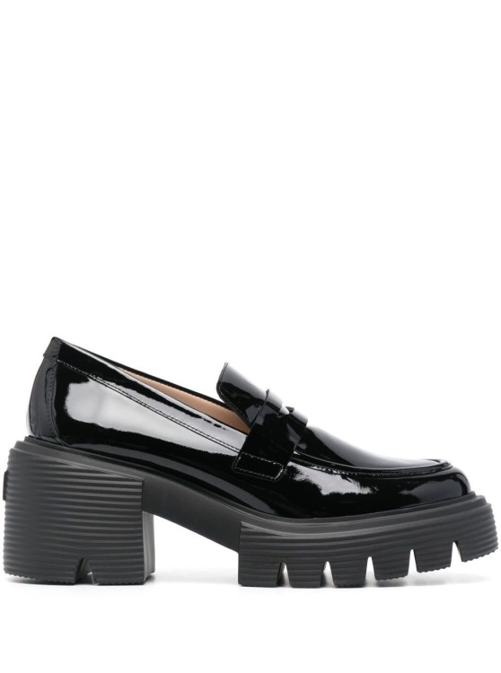 Stuart Weitzman Soho 60mm Platform Leather Loafers In Grey