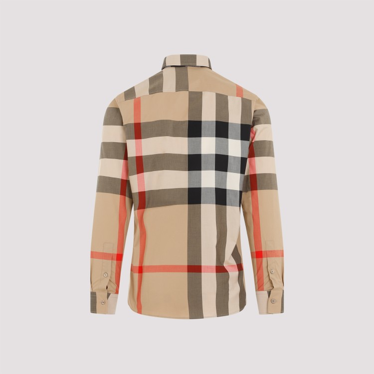 Shop Burberry Archive Beige Check Cotton Shirt In Brown