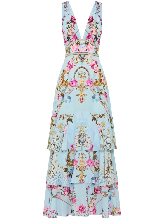 Shop Camilla Floral-print Multicolor Maxi Dress In Blue