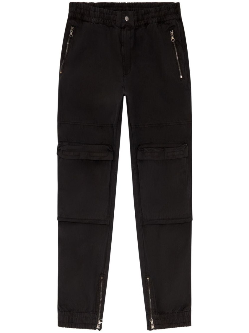 Shop Diesel Utility Cargo Trousers With Adjustable Waistband And Multiple Pockets In Black