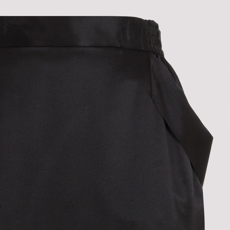 Shop Saint Laurent Black Silk Midi Skirt