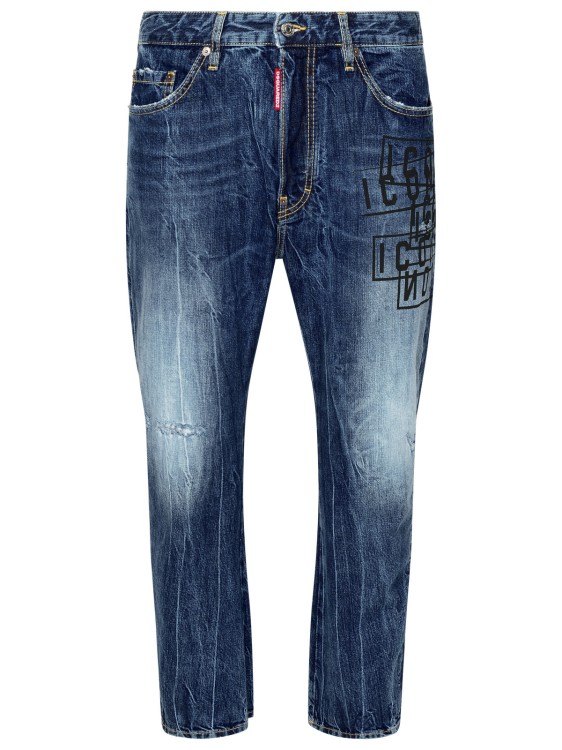 Dsquared2 Front Print Jeans In Blue