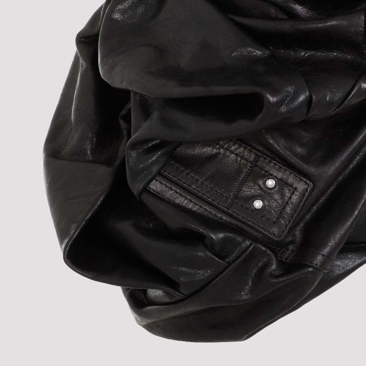 Rick Owens Black Draper Bustier Calf Leather Top In Black