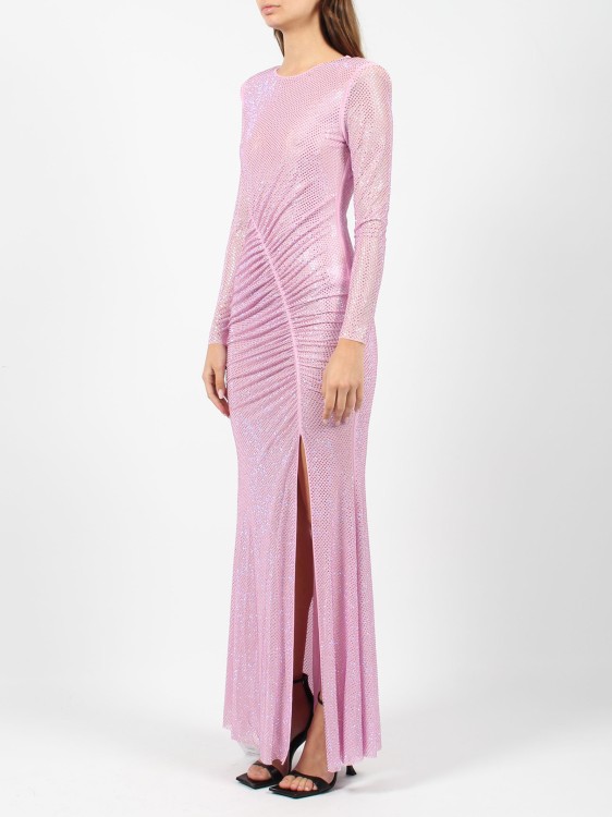 Shop Self-portrait Rhinestone Mesh Maxi Dress In Purple