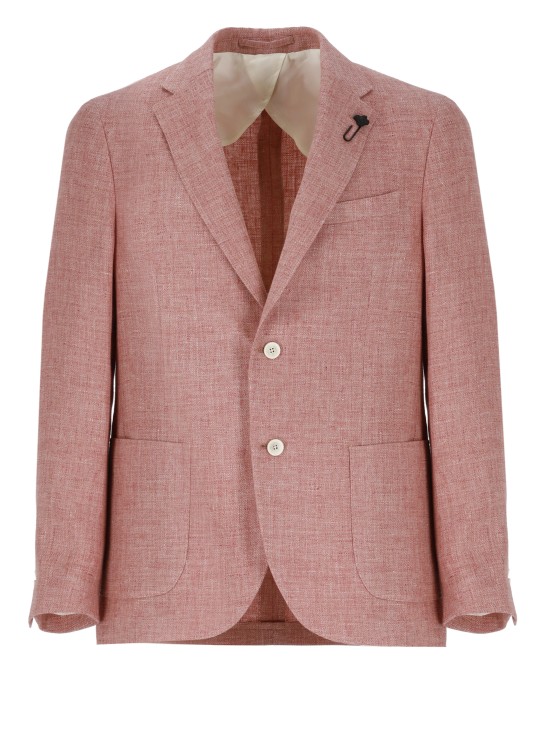 Shop Lardini Pink Linen And Wool Jacket