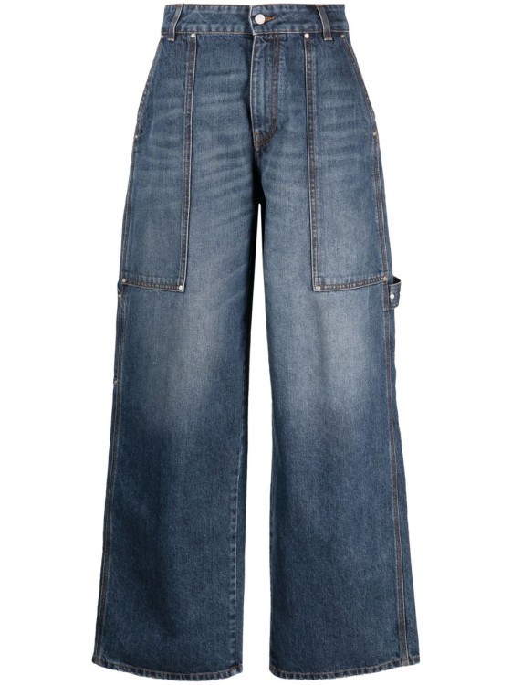 Stella Mccartney Workwear Blue Denim Pants In Grey