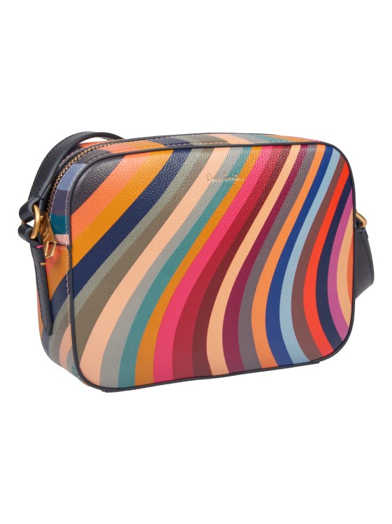 Shop Paul Smith Shoulder Bag With Multicolor Stripes In Burgundy