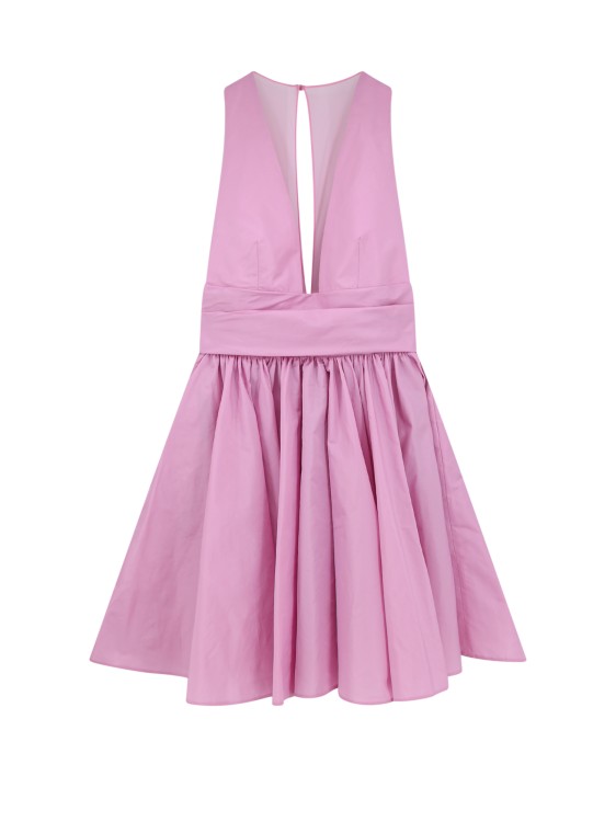 Shop Pinko Taffeta Dress With Mesh Inserts In Purple