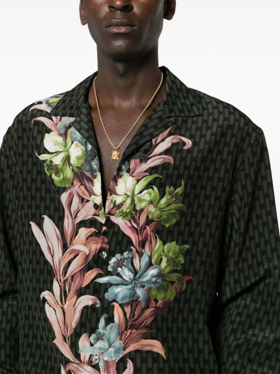 Shop Etro Multicolored Floral Print Shirt In Black