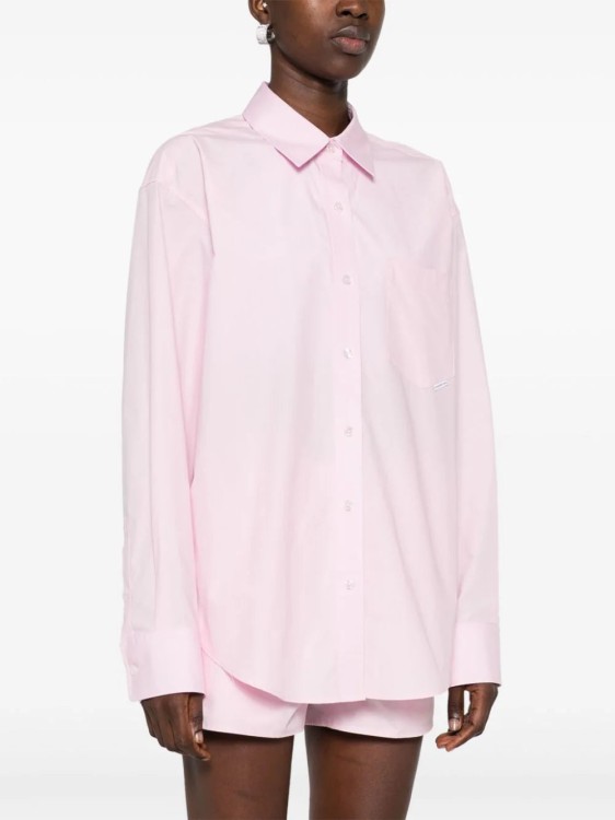 Shop Alexander Wang Logo-tag Poplin Shirt In Pink