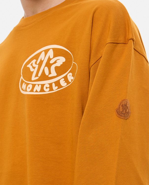 Shop Moncler Ls Cotton T-shirt In Orange