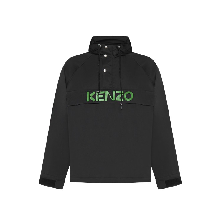Shop Kenzo Hoodded Logo Jacket In Black