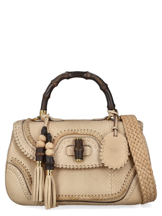 Gucci Bamboo Leather Shoulder Bag In Brown
