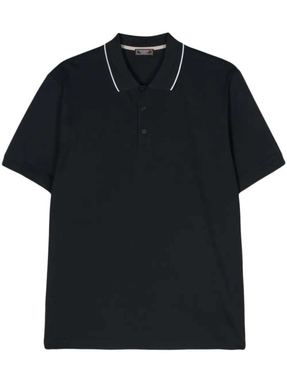 Shop Peserico Blue Cotton Polo Shirt