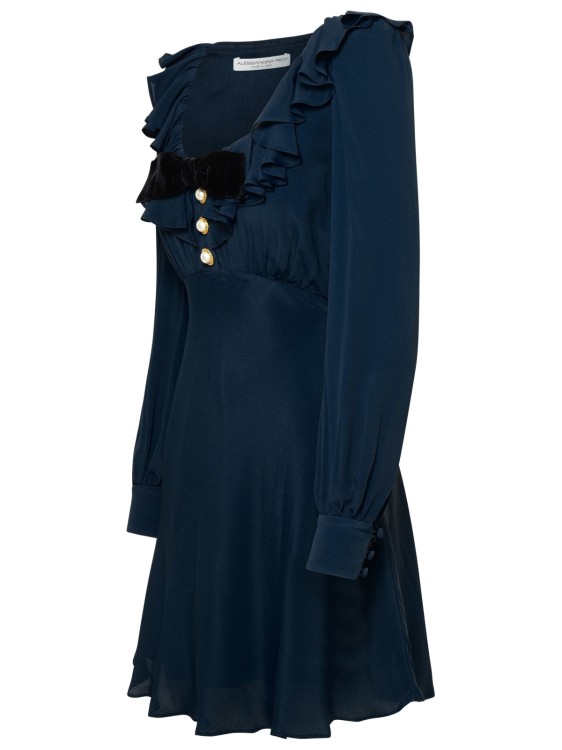 Shop Alessandra Rich Blue Silk Blend Dress In Black