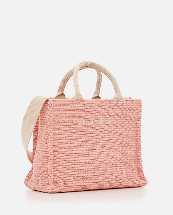 Shop Marni Pink Cotton Ribbon And Fixed Shoulder Strap Bag
