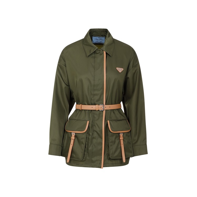 Shop Prada Military Green Polyamide Jacket In Grey