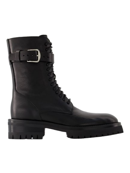 Shop Ann Demeulemeester Cisse Combat Boots - Leather - Black