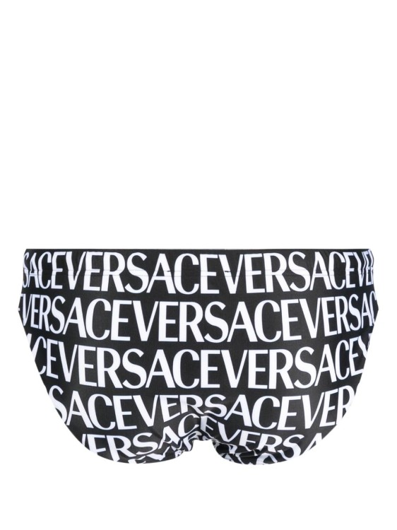 Shop Versace Logo-print Swimming Trunks In Grey