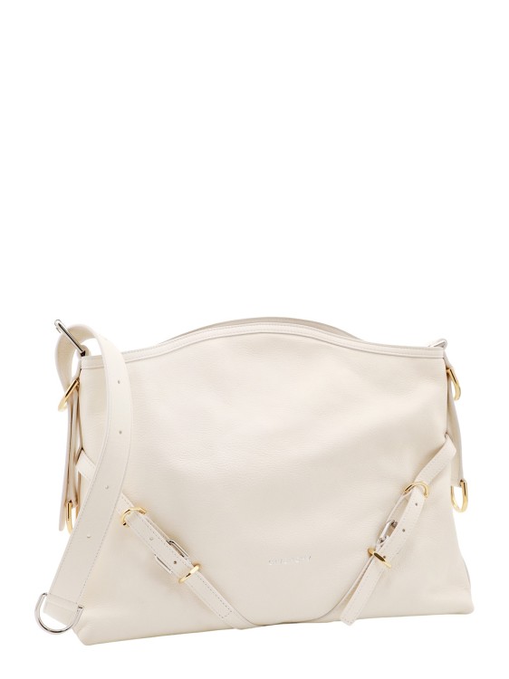 Shop Givenchy Shoulder Bag In Hammered Leather With Logo On The Front And Metal Details In Neutrals