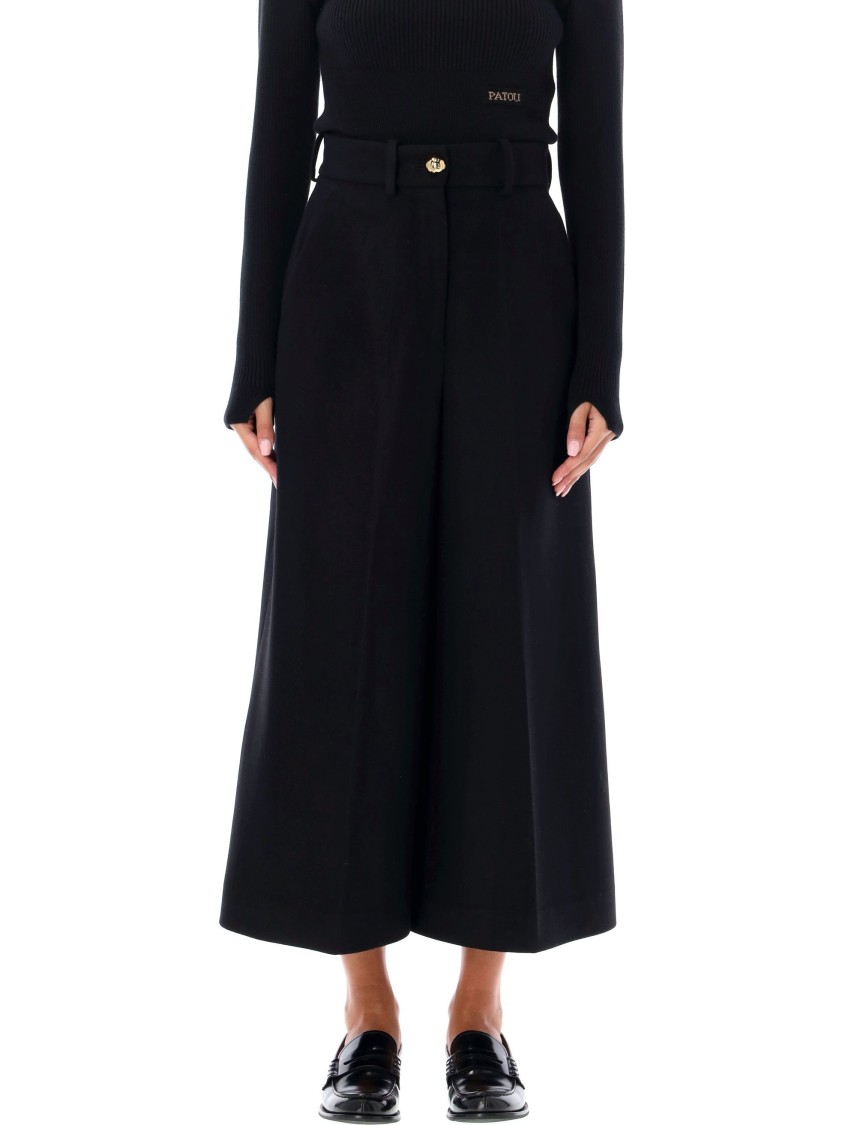 Patou High-waisted Wide Leg Culotte Pants In Size 36 In Black