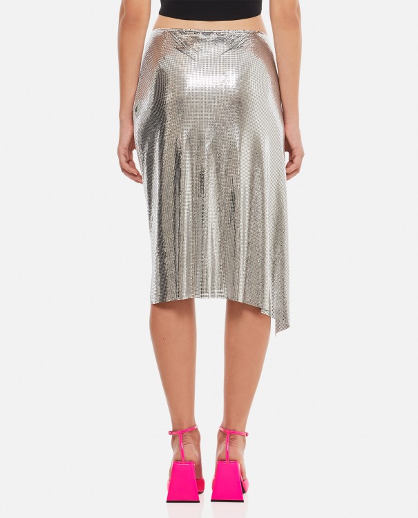 Shop Rabanne Draped Aluminum Midi Skirt In Grey
