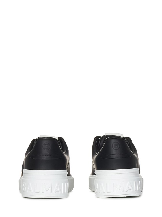 Shop Balmain Black Calf Leather B-court Sneakers