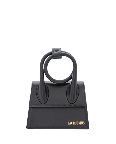Jacquemus Black Adjustable Leather Shoulder Strap Bag In Grey