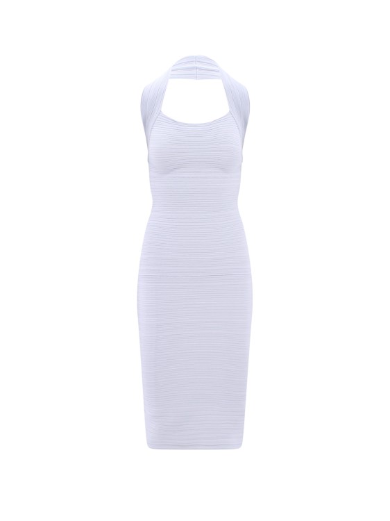 Shop Philosophy Di Lorenzo Serafini Viscose Dress With Ribbed Pattern In White