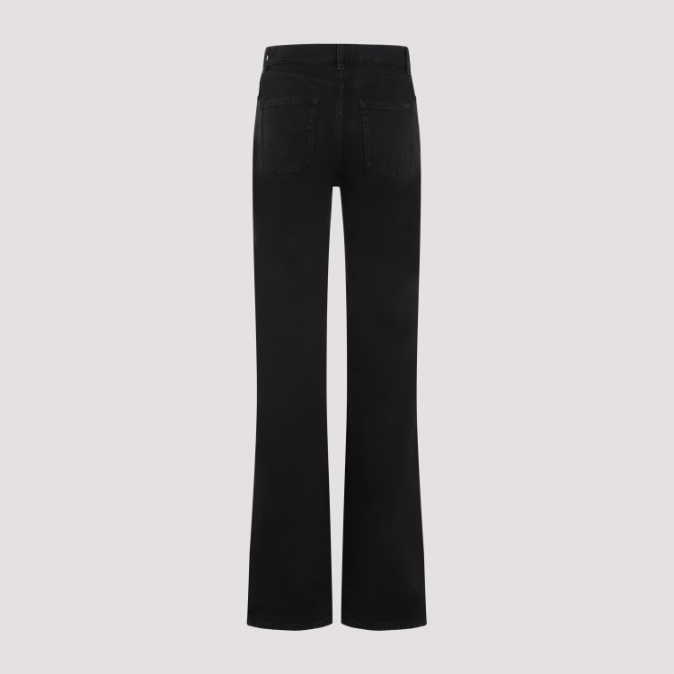 Shop Saint Laurent Plain Carbon Black Cotton Long Straight Oklahoma Pants