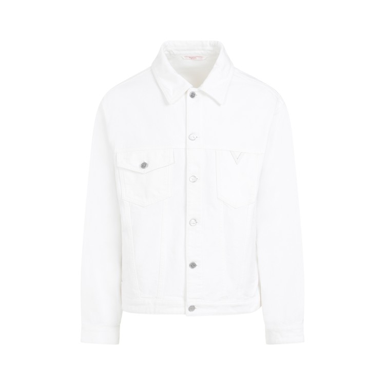 Shop Valentino Ivory Denim Jacket In White