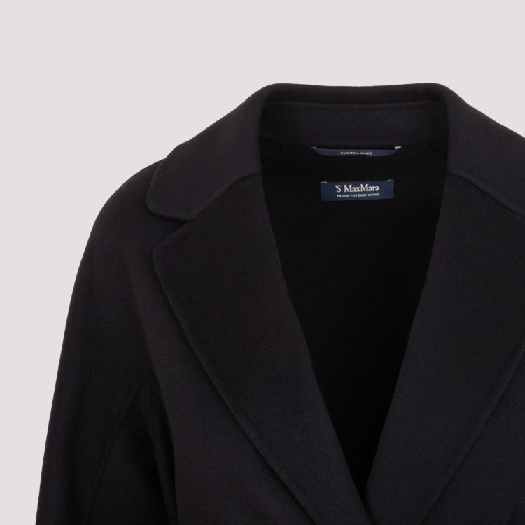 Max Mara Black Arona Wool Coat In Black