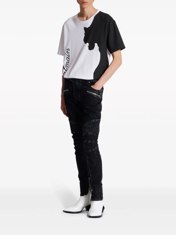 Shop Balmain White/black Tiger-print T-shirt
