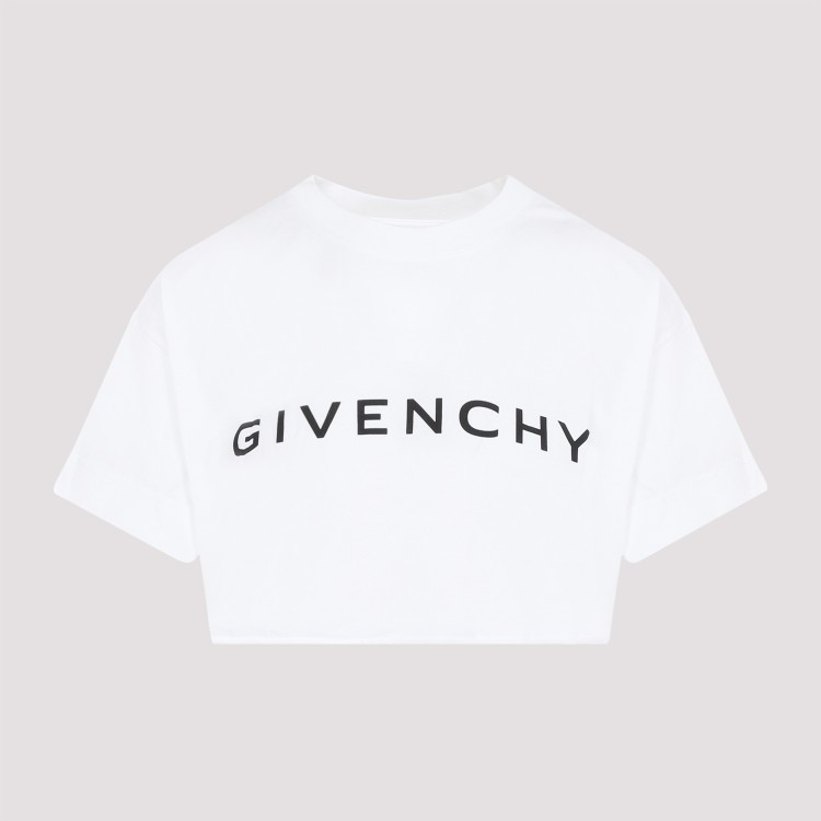 Shop Givenchy White Cotton Cropped T-shirt