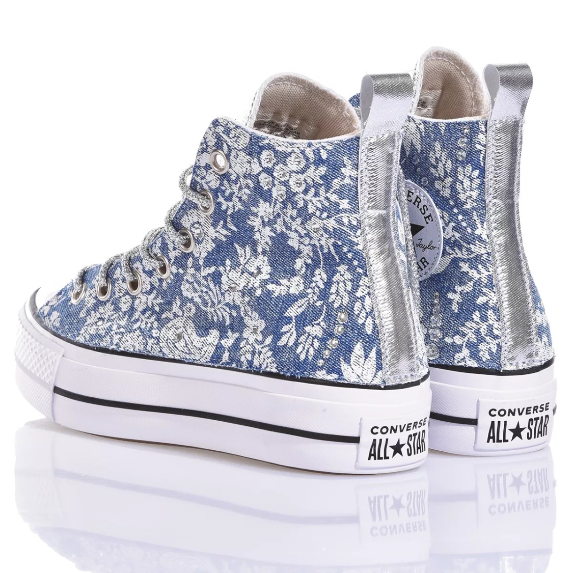 Converse Platform Sneakers In Silver Light Blue In White
