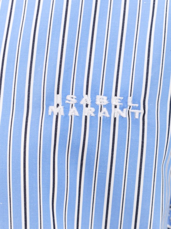 Shop Isabel Marant Cotton Shirt With Striped Motif In Blue