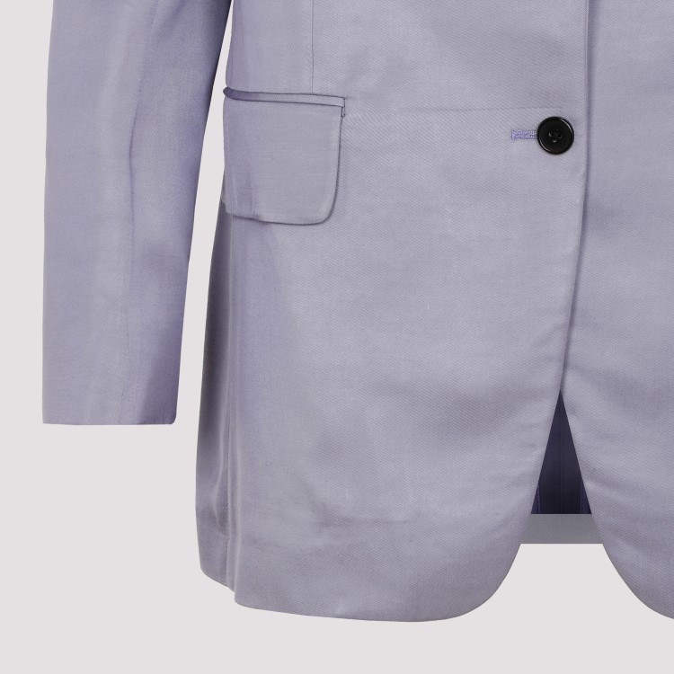 Shop Tom Ford Purple Soft Fluid Twill Boyfriend Jacket In Grey