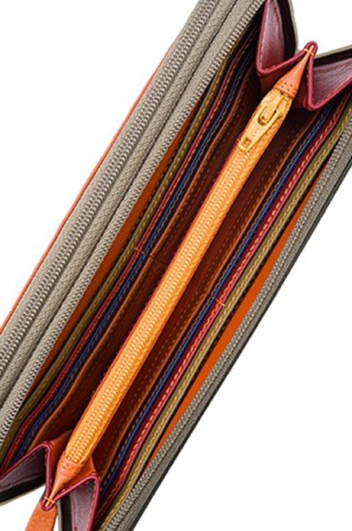Mywalit Orange-brown Leather Wallet In Orange
