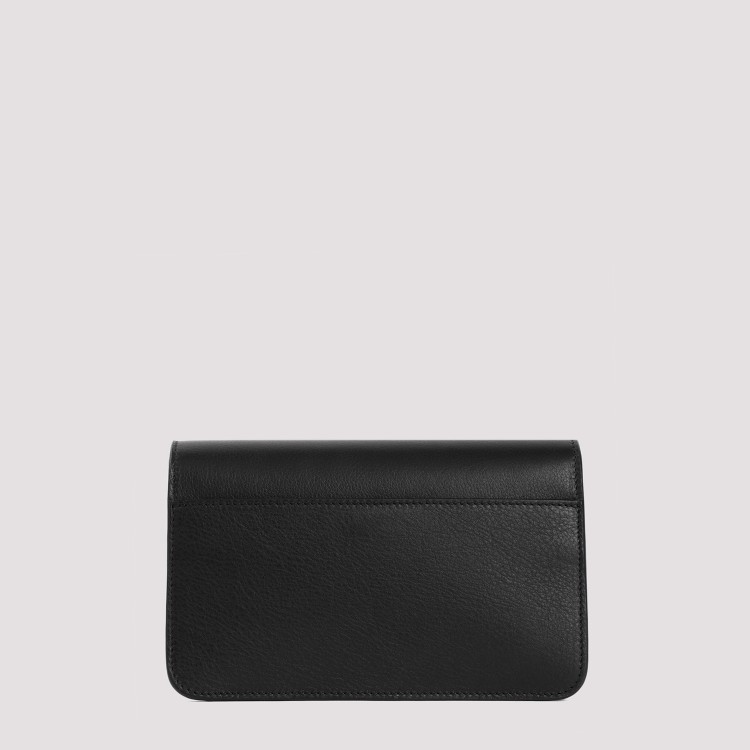 Shop Bally Logo Crossbody Vernice Black Grained Calf Leather Shoulder Bag