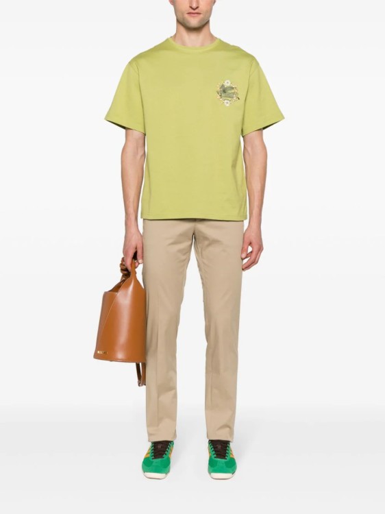 Shop Etro Pegaso T-shirt Green Motif In Yellow
