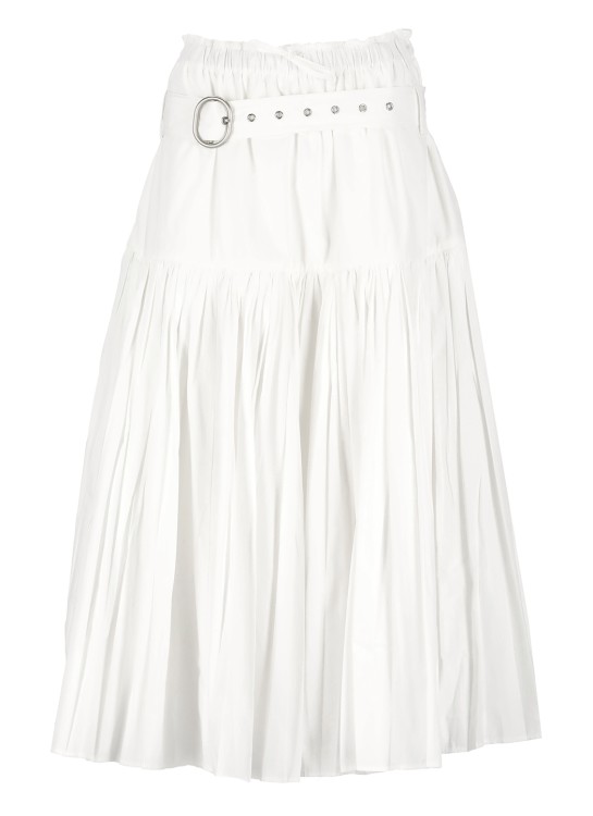 Shop Jil Sander Long Pleated Skirt In White