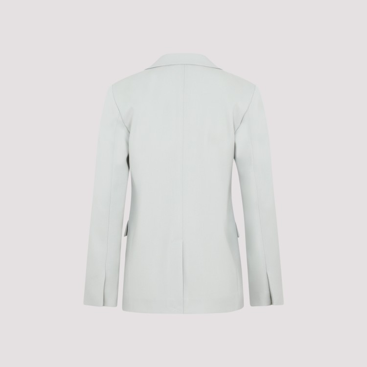 Shop Lanvin Sage Green Wool Blazer In White