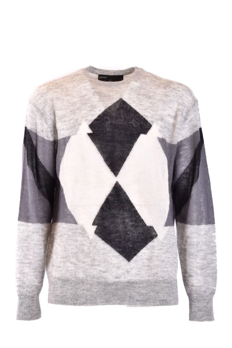Neil Barrett Argyle Check-pattern Jumper In Grey