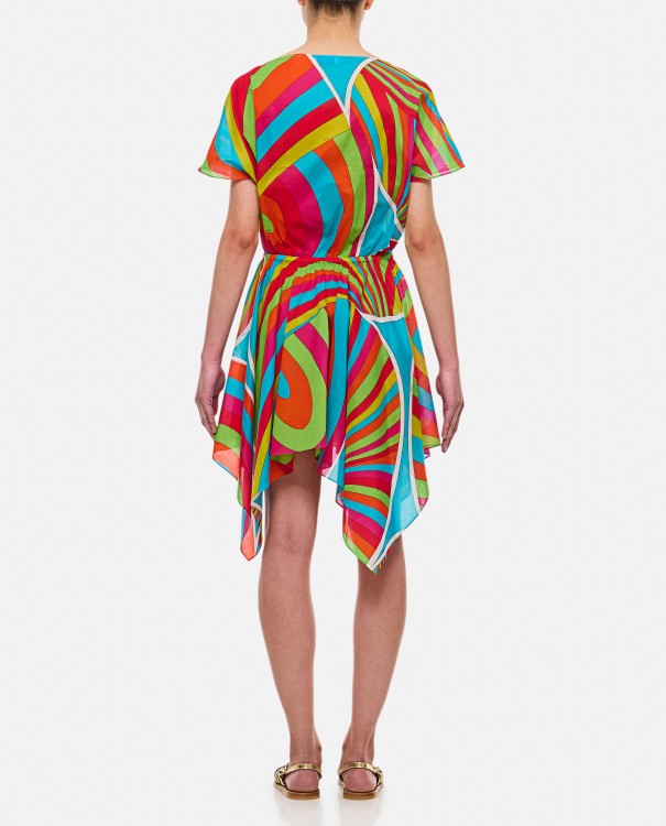 Shop Pucci Short Sleeve Cotton Dress In Multicolor