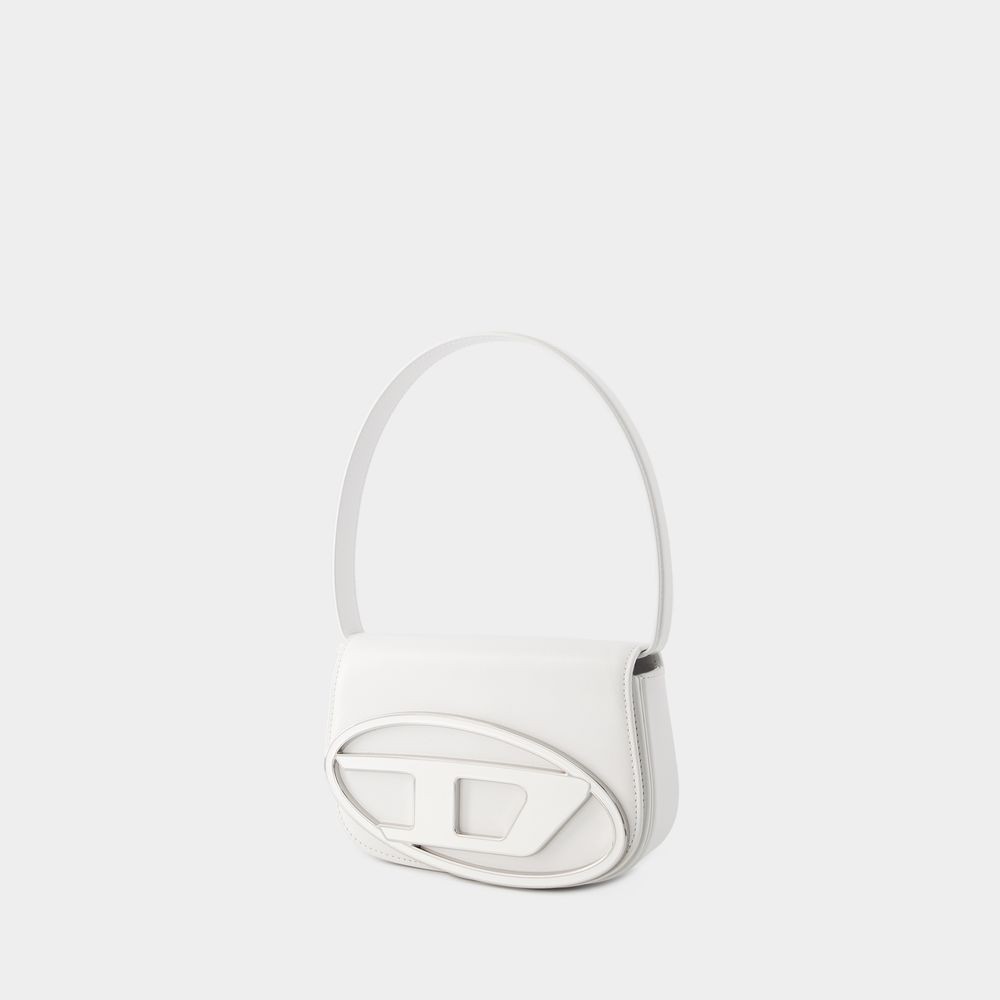Diesel Womens White 1dr Logo-plaque Leather Shoulder Bag In White